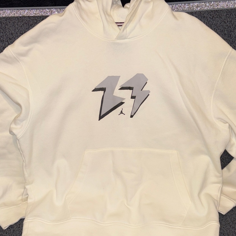 Cream Hoodie with Graphic Design